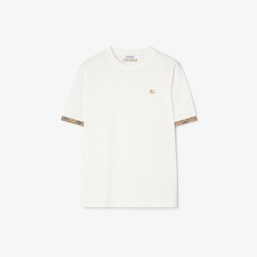 Burberry Check Trim Tee White