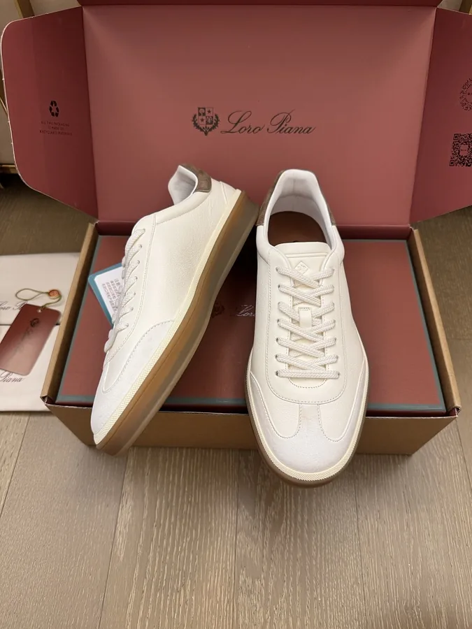 Loro Piana Leather Sneakers White