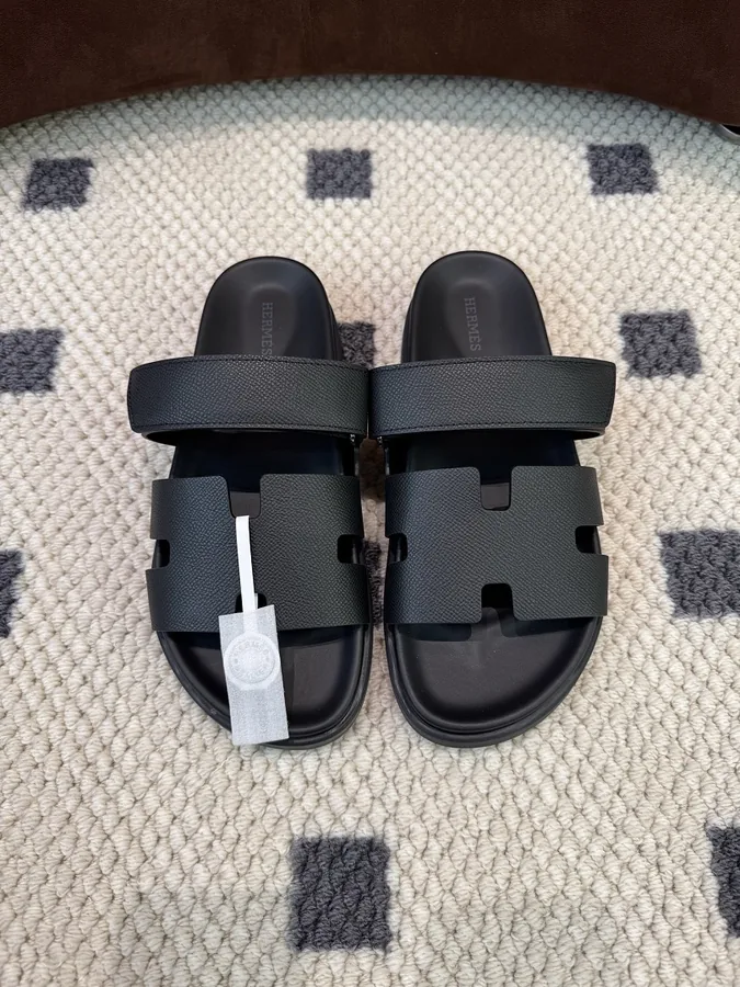 Hermes Oran Slide Sandals Black