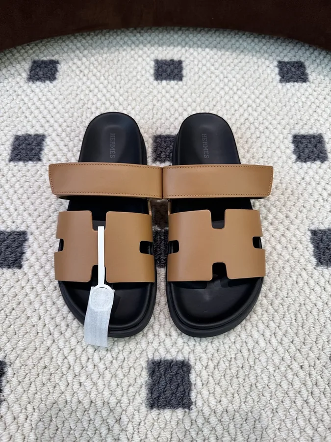 Hermes Oran Slide Sandals Camel