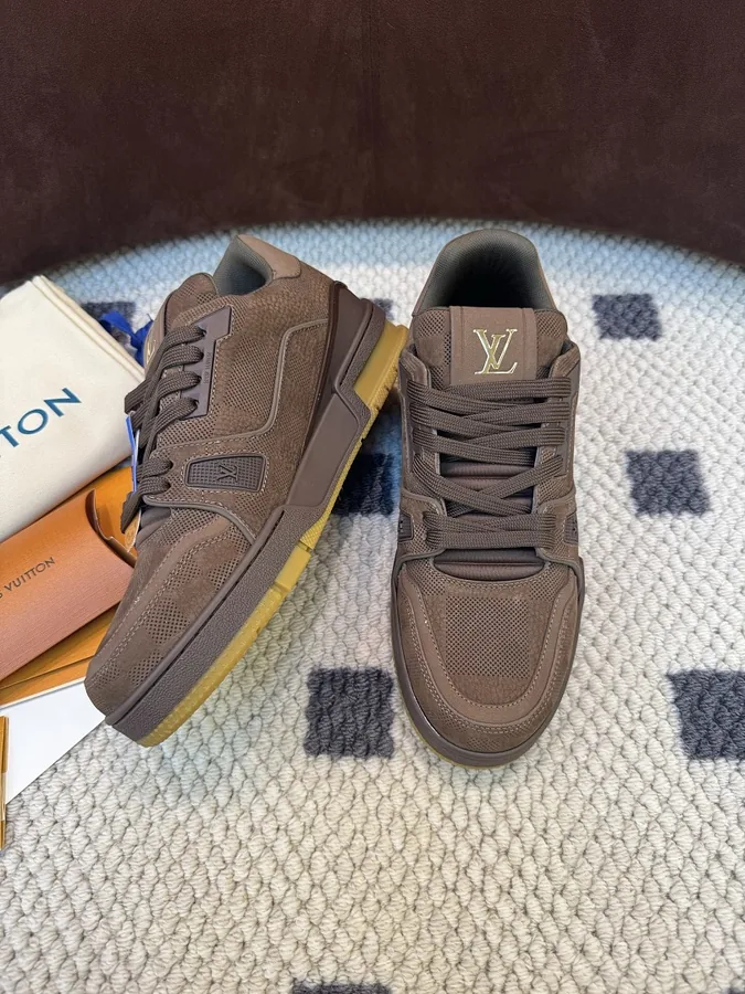 LV Trainer Sneaker Brown Suede