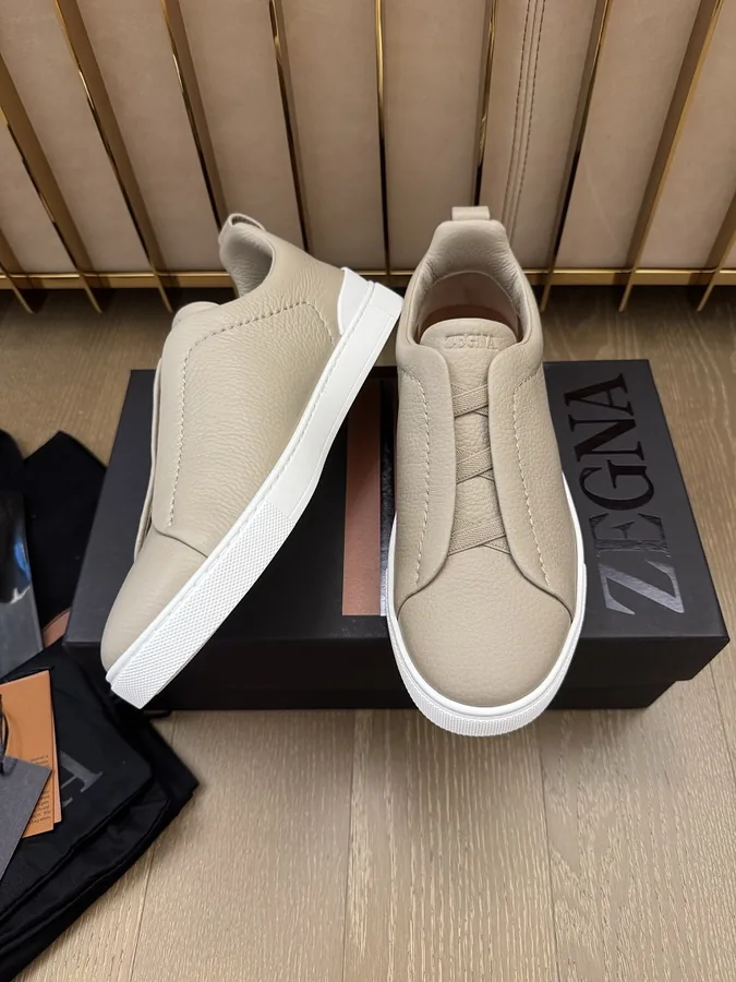 Zegna Triple Stitch Slip-On Apricot