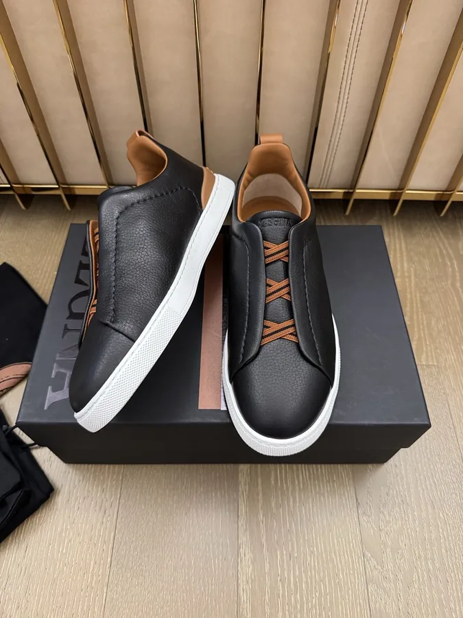 Zegna Triple Stitch Slip-On Black