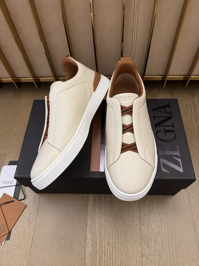 Zegna Triple Stitch Slip-On White