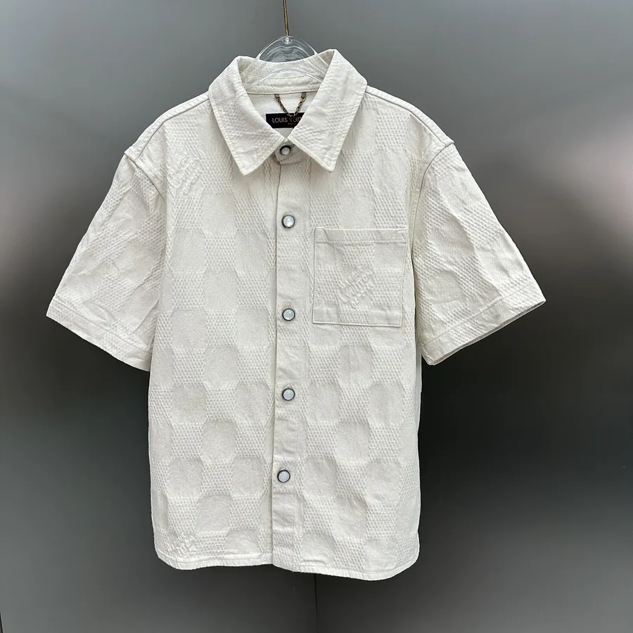 LV Checkerboard Textured Shirt Cream