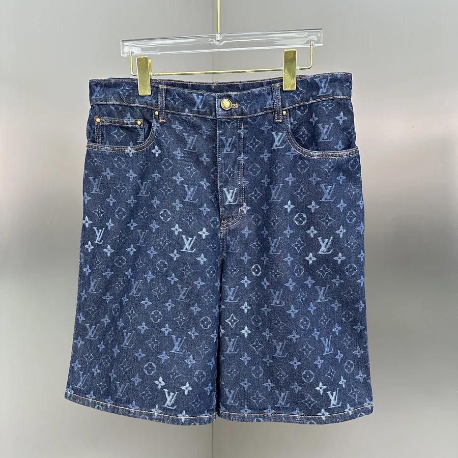 LV Monogram Denim Shorts Navy