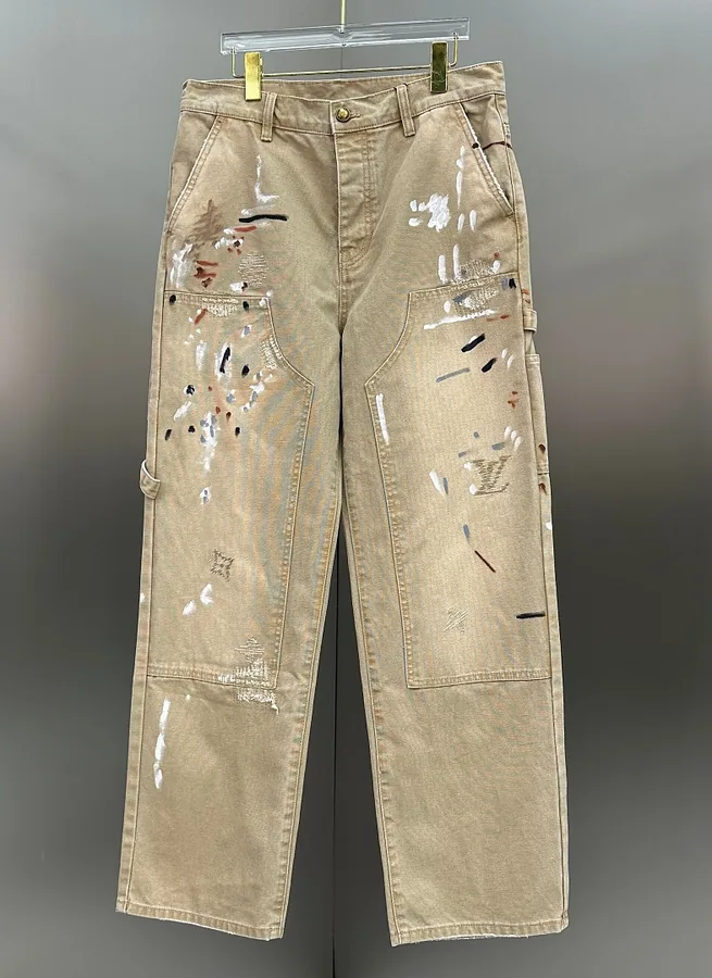 LV Paint-Splatter Cargo Pants Khaki