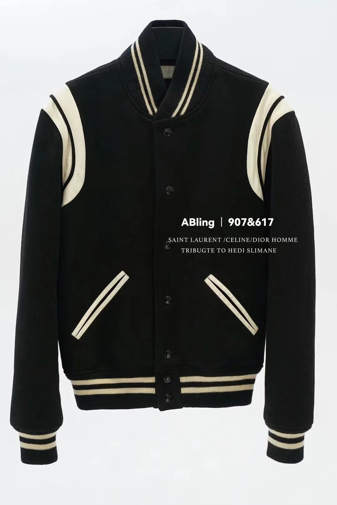 Saint Laurent Style OG Black & White Varsity Jacket