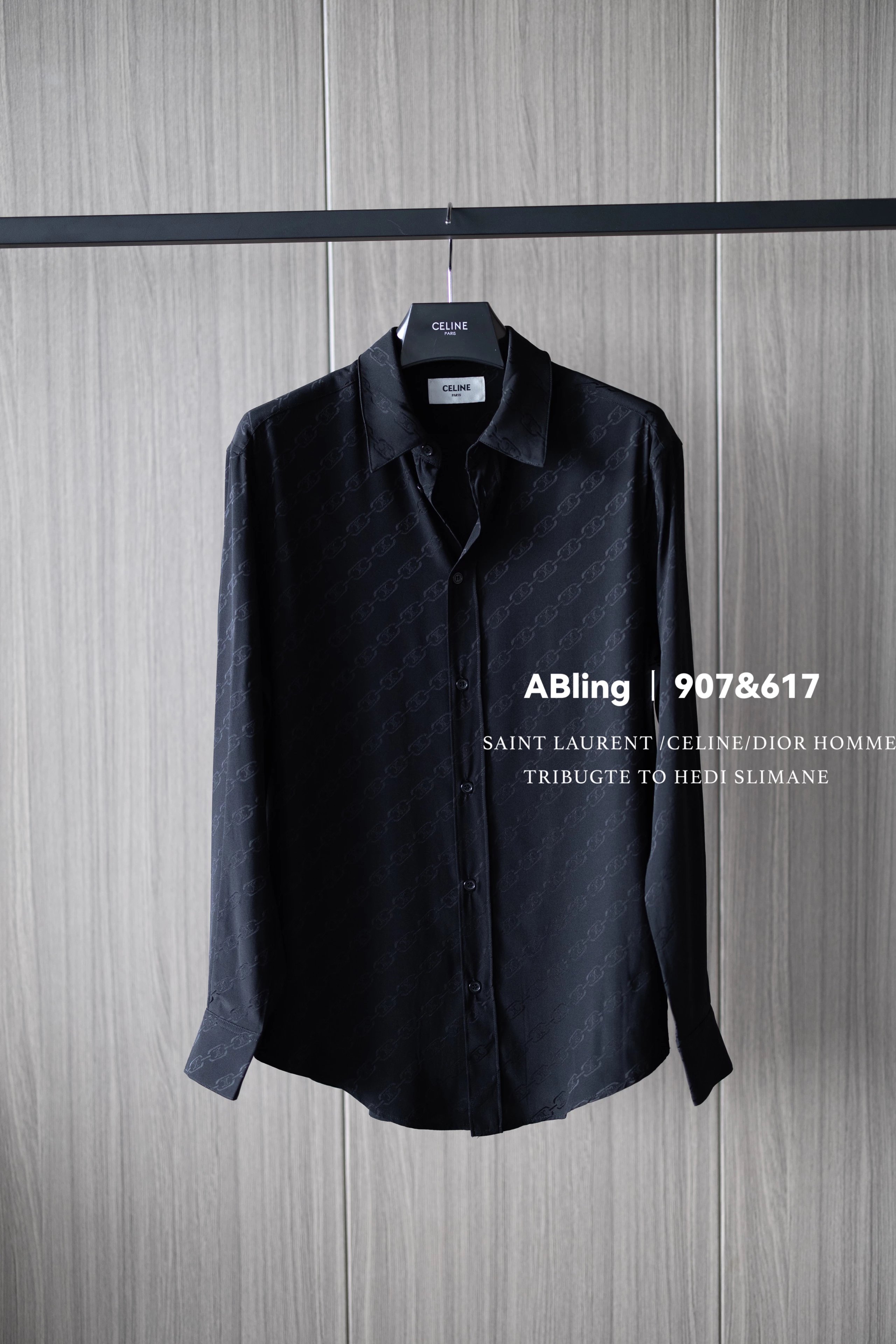 Celine Triomphe Chain Jacquard Silk Shirt