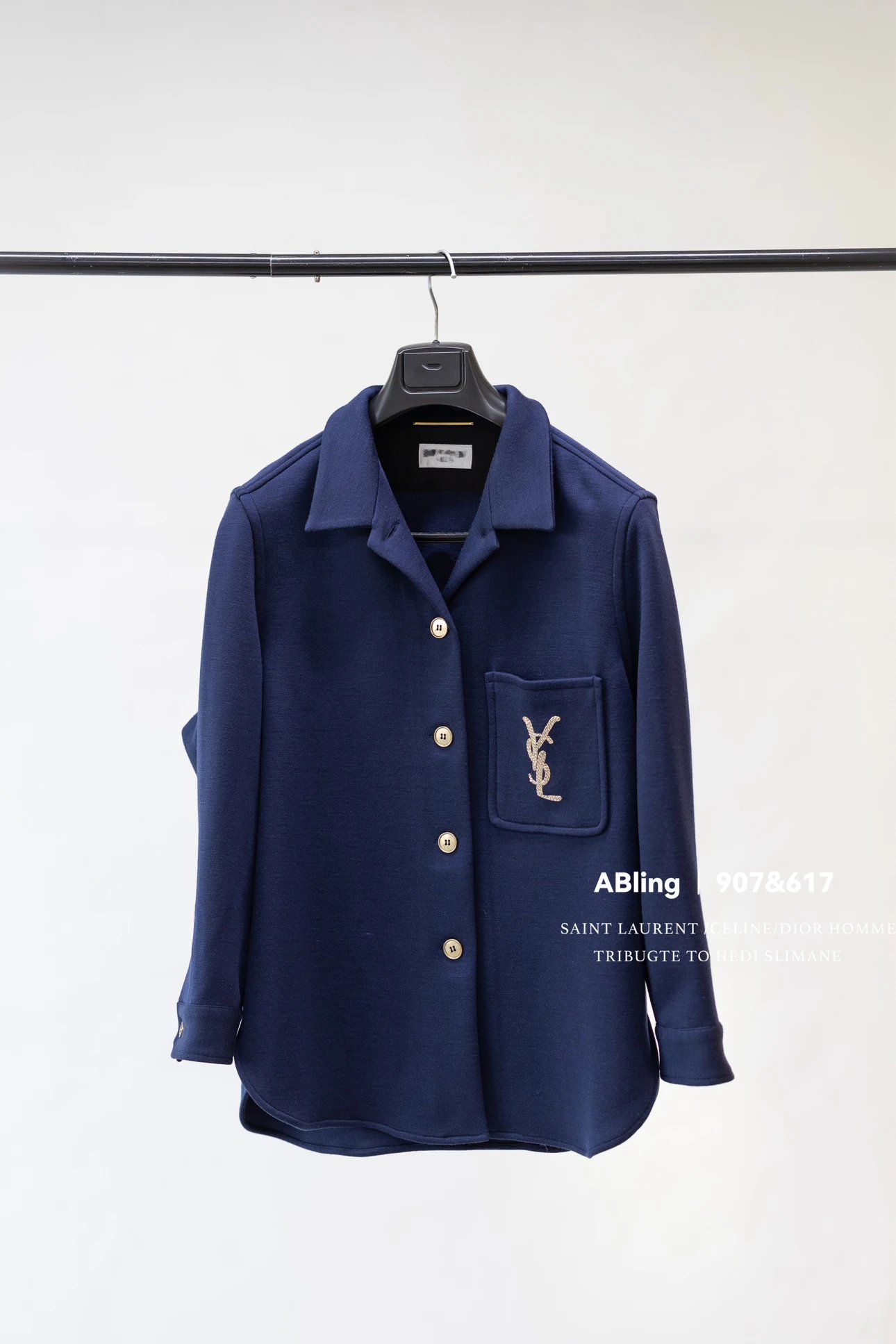 Saint Laurent Navy Knit Shirt Jacket