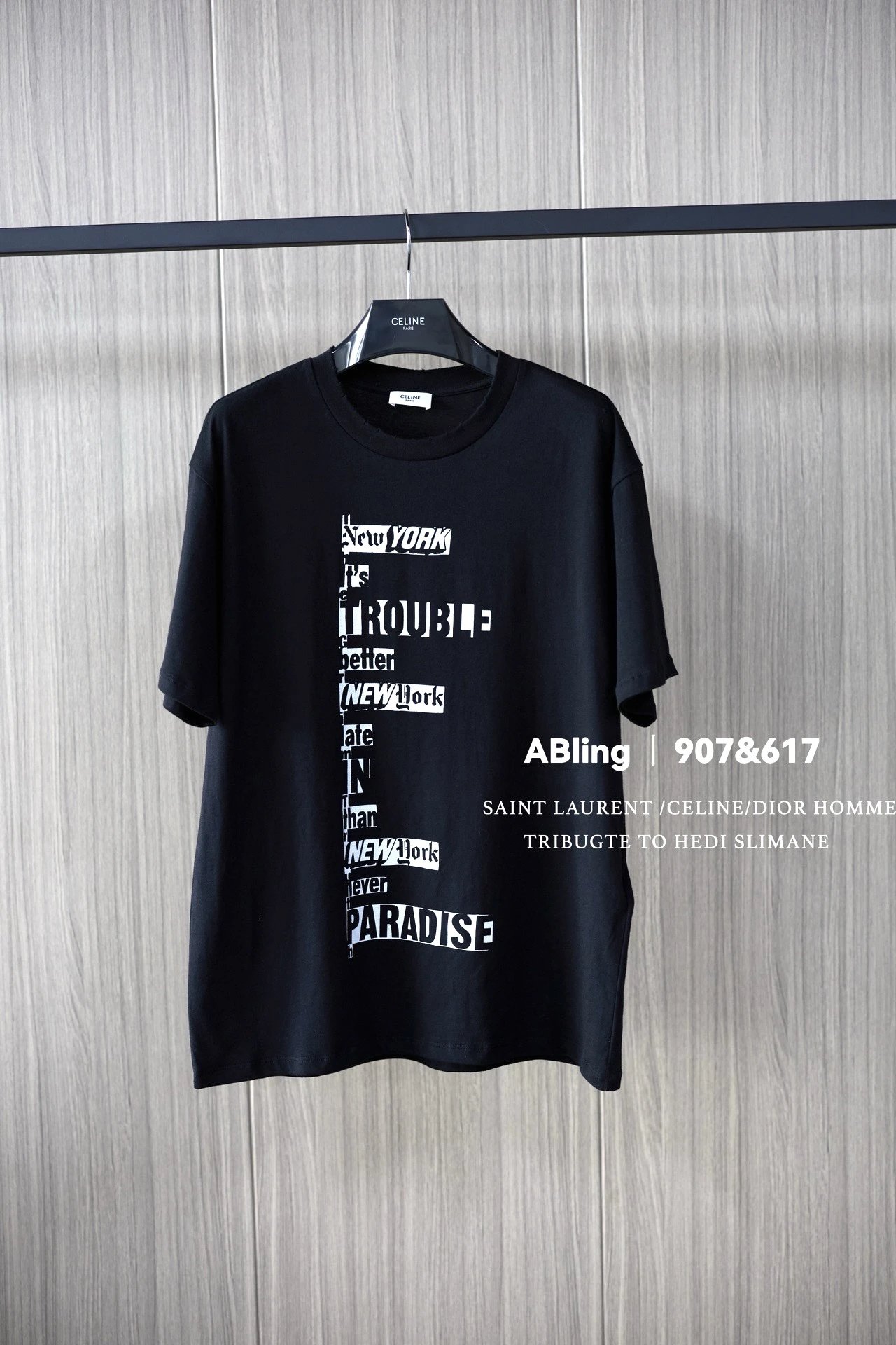 Celine Collab Print Distressed Collar Tee