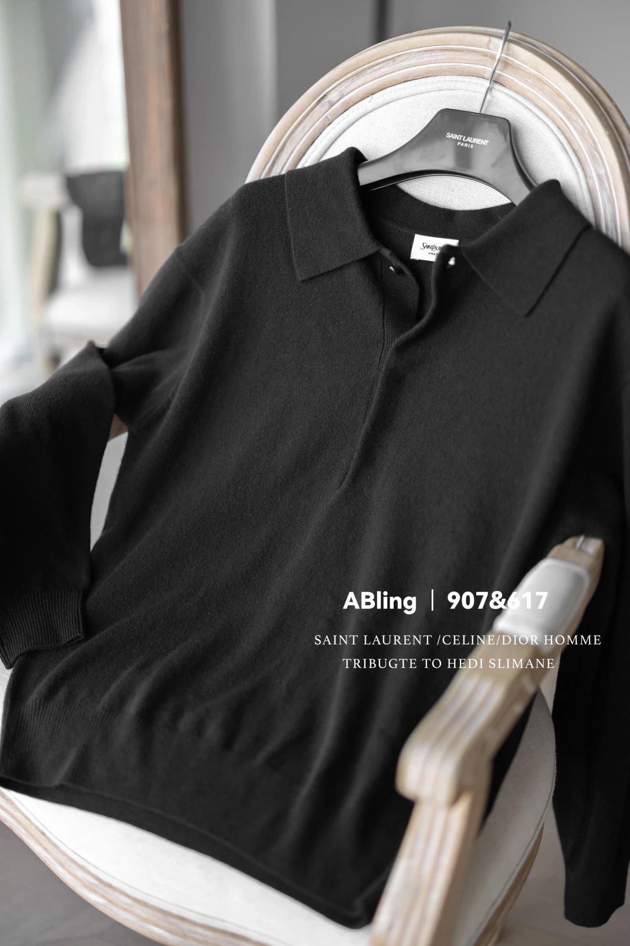 Yohji Yamamoto Style Wool Long Sleeve Polo Sweater