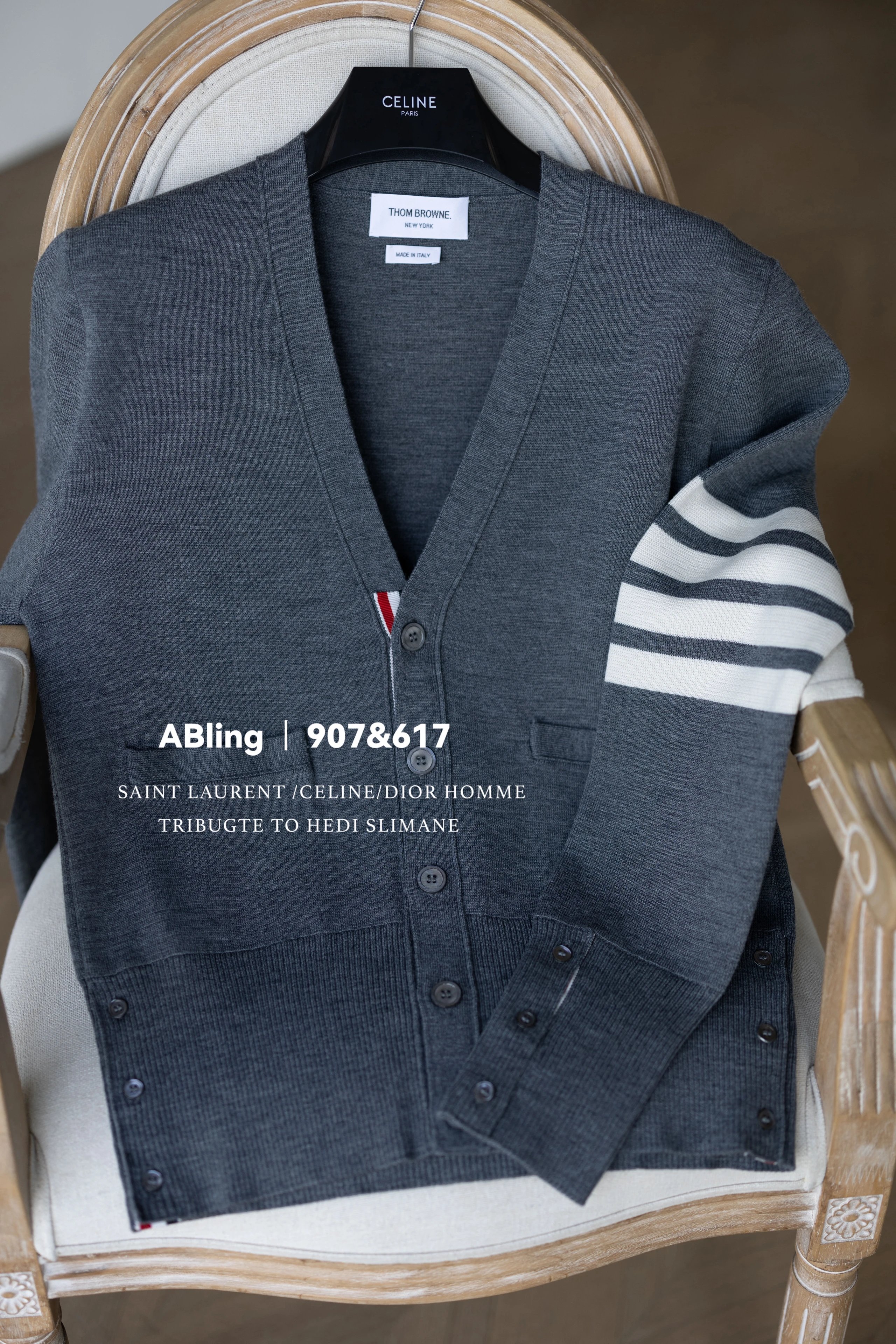 Thom Browne Grey Heavy Wool 5-Button Cardigan