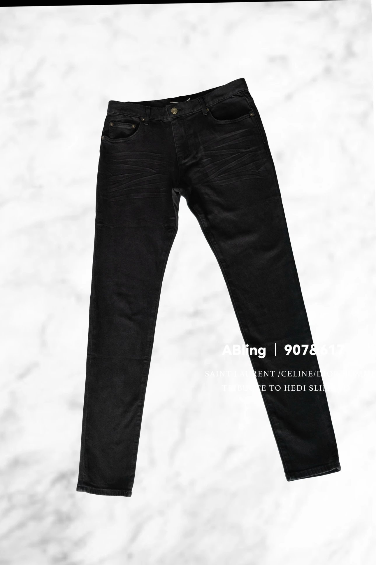 Saint Laurent Style D02 Black Waxed Slim Jeans