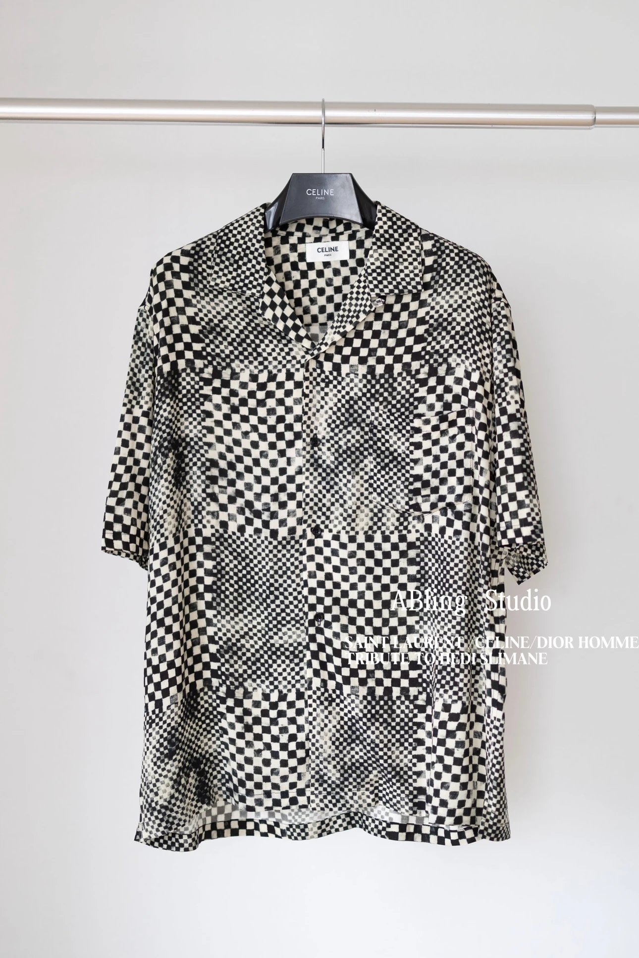 Celine Checkerboard Cuban Collar Shirt