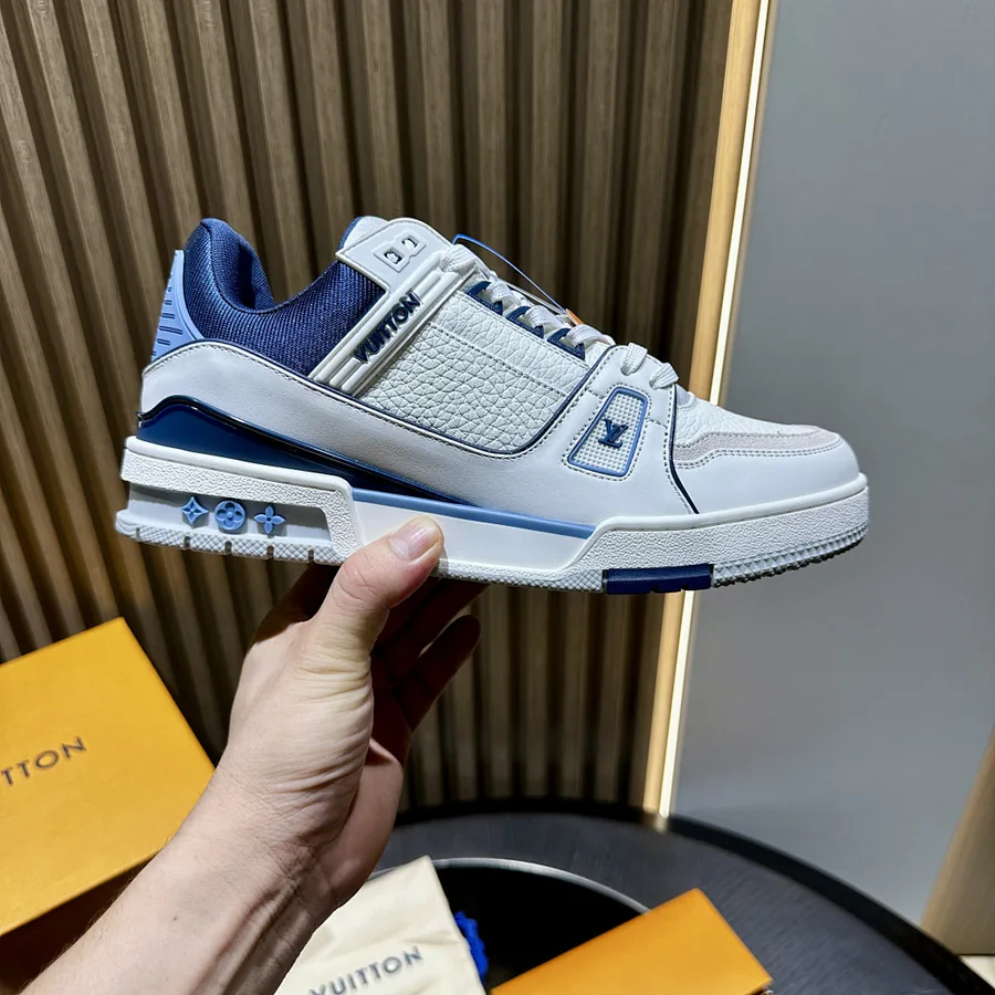 LV Trainer Sneaker White/Blue Leather