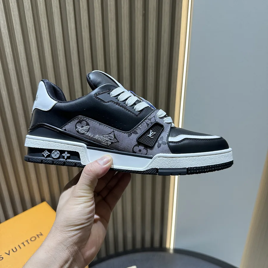 LV Trainer Sneaker Black Monogram White Sole