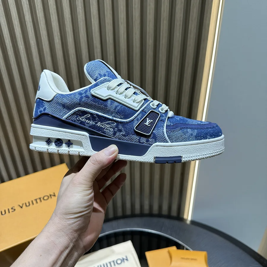 LV Trainer Sneaker Navy Monogram Denim