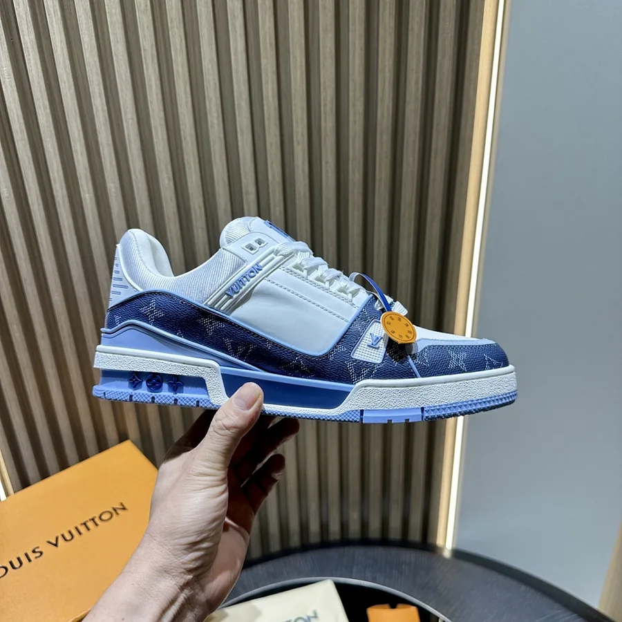LV Trainer Sneaker Light Blue Monogram
