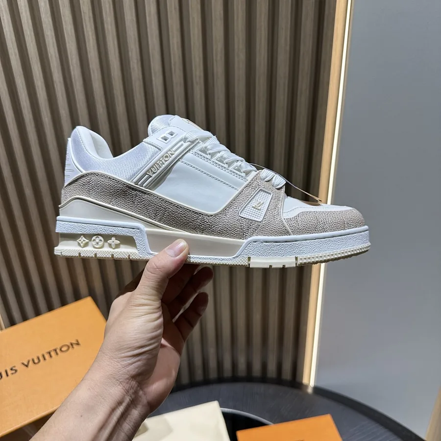 LV Trainer Sneaker White Tan Monogram