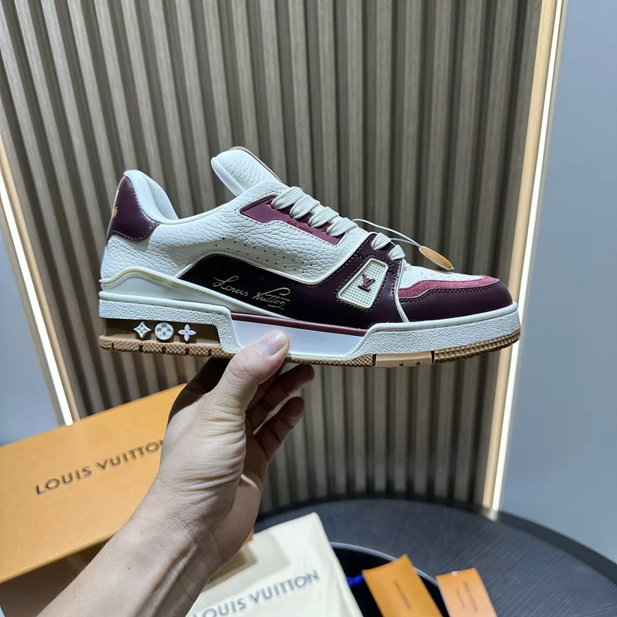 LV Trainer Sneaker Burgundy Cream
