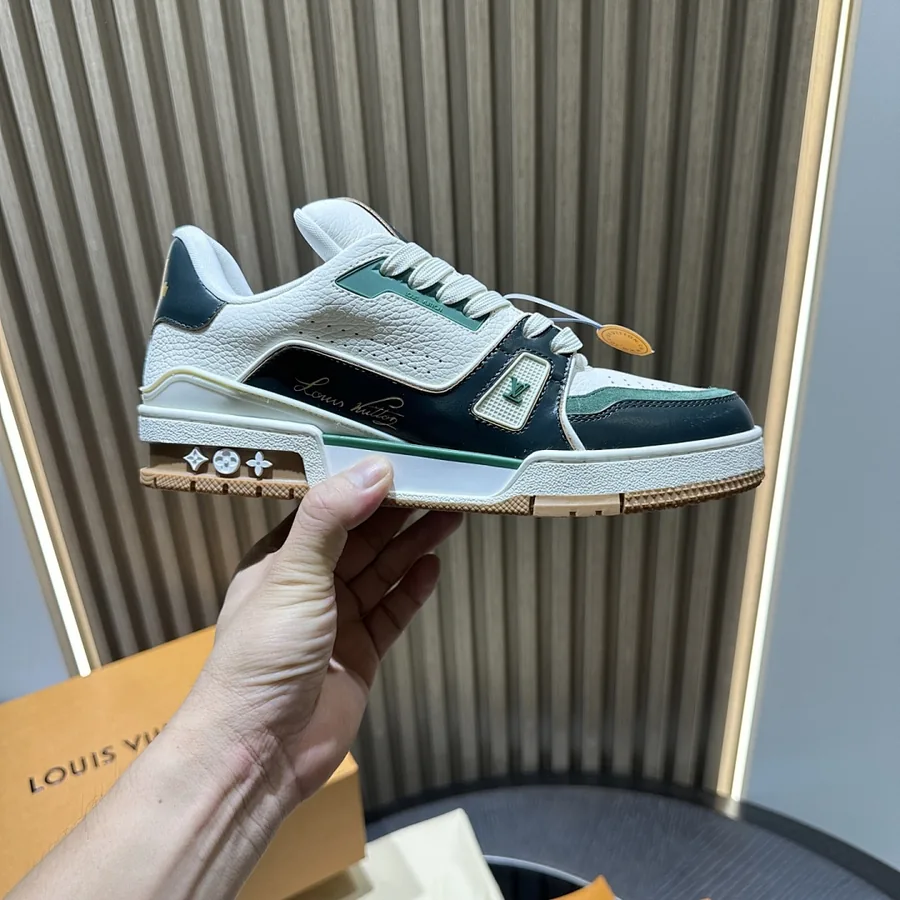LV Trainer Sneaker Green White