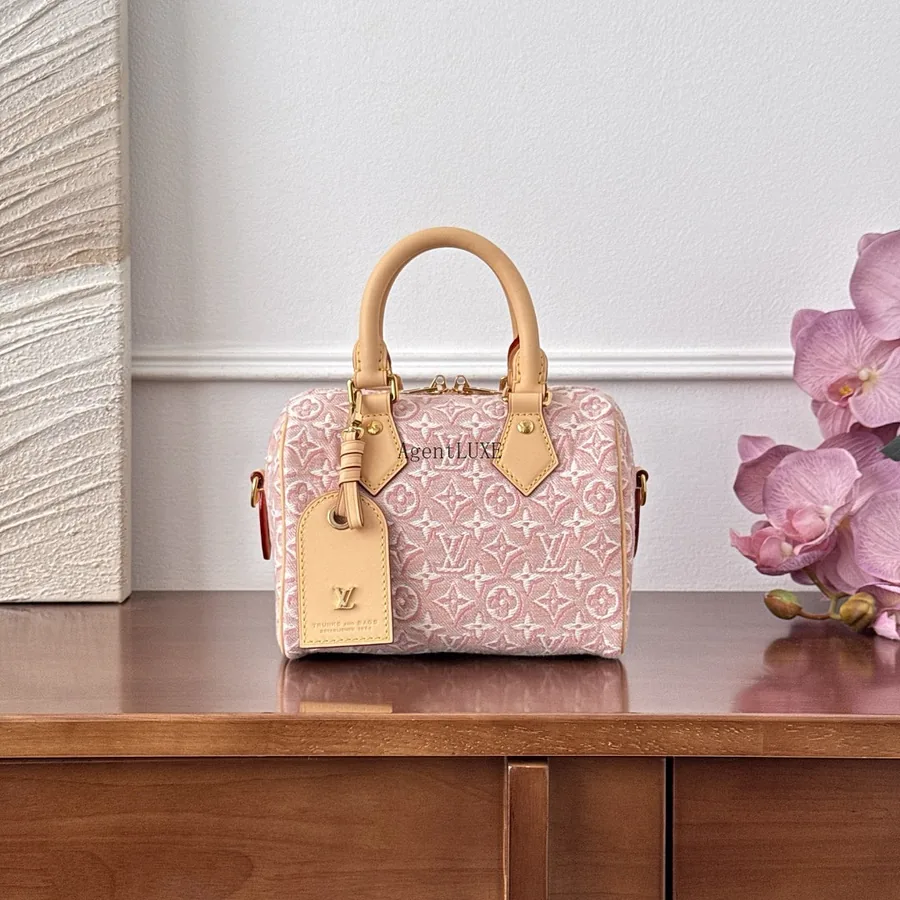 LV Speedy 20 Monogram Jacquard Denim Pink