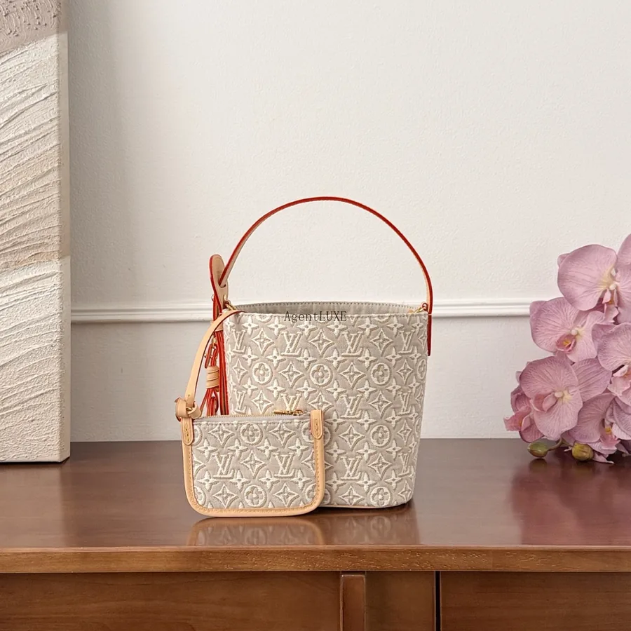 LV Nano Noe Bucket Bag & Pouch Set Grey