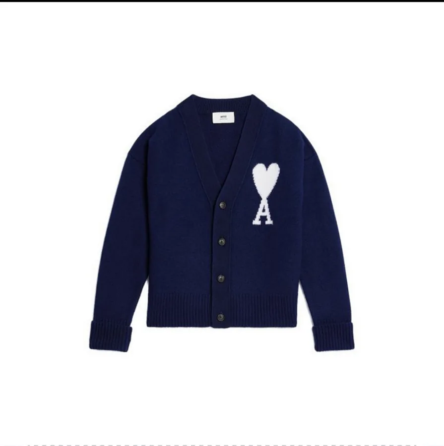 AMI Paris Cashmere Big Logo Cardigan