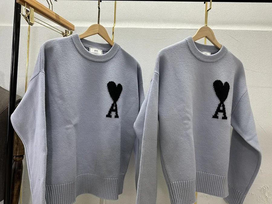 AMI Paris Steel Blue Sweater