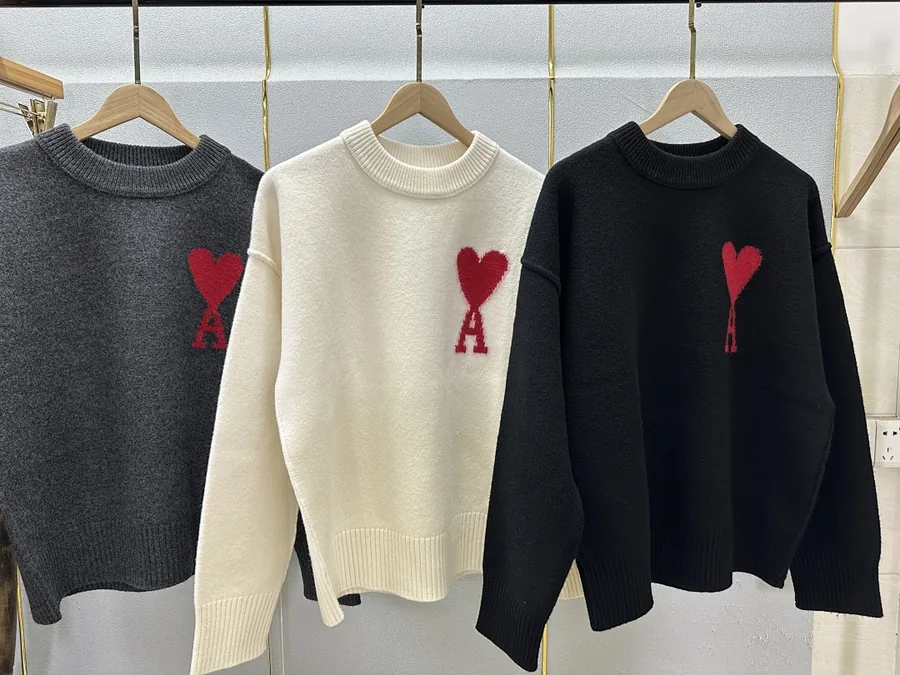 AMI Paris Big Logo Crewneck Sweater in Red