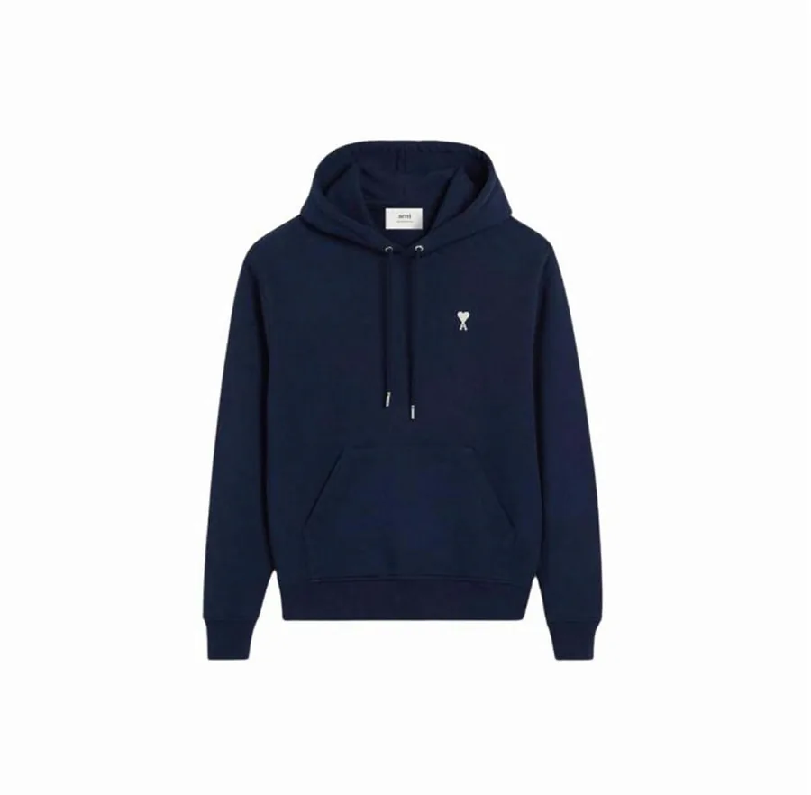 AMI Paris White Badge Hoodie