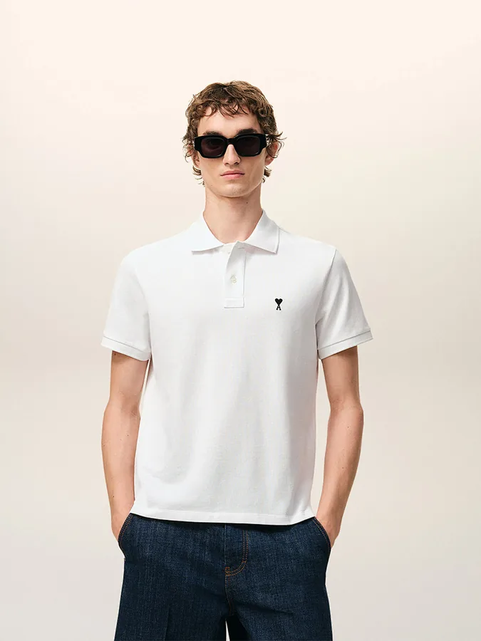 AMI Paris Black Heart Polo Shirt