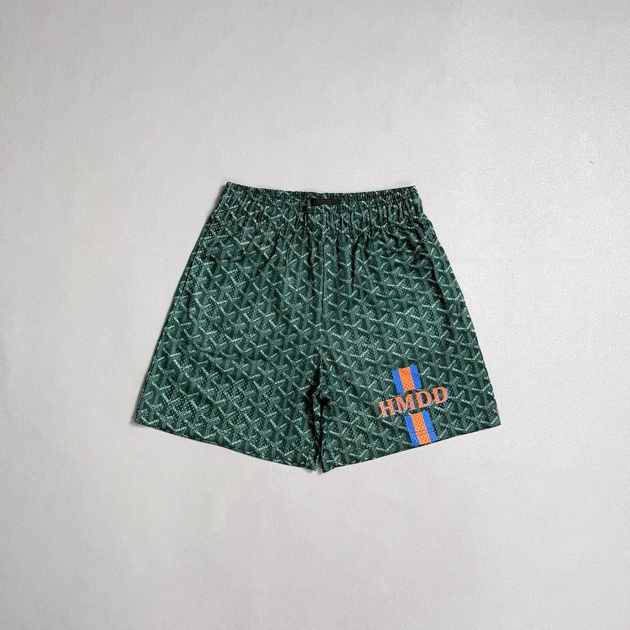 HMDD Goyard-Print Mesh Shorts Green