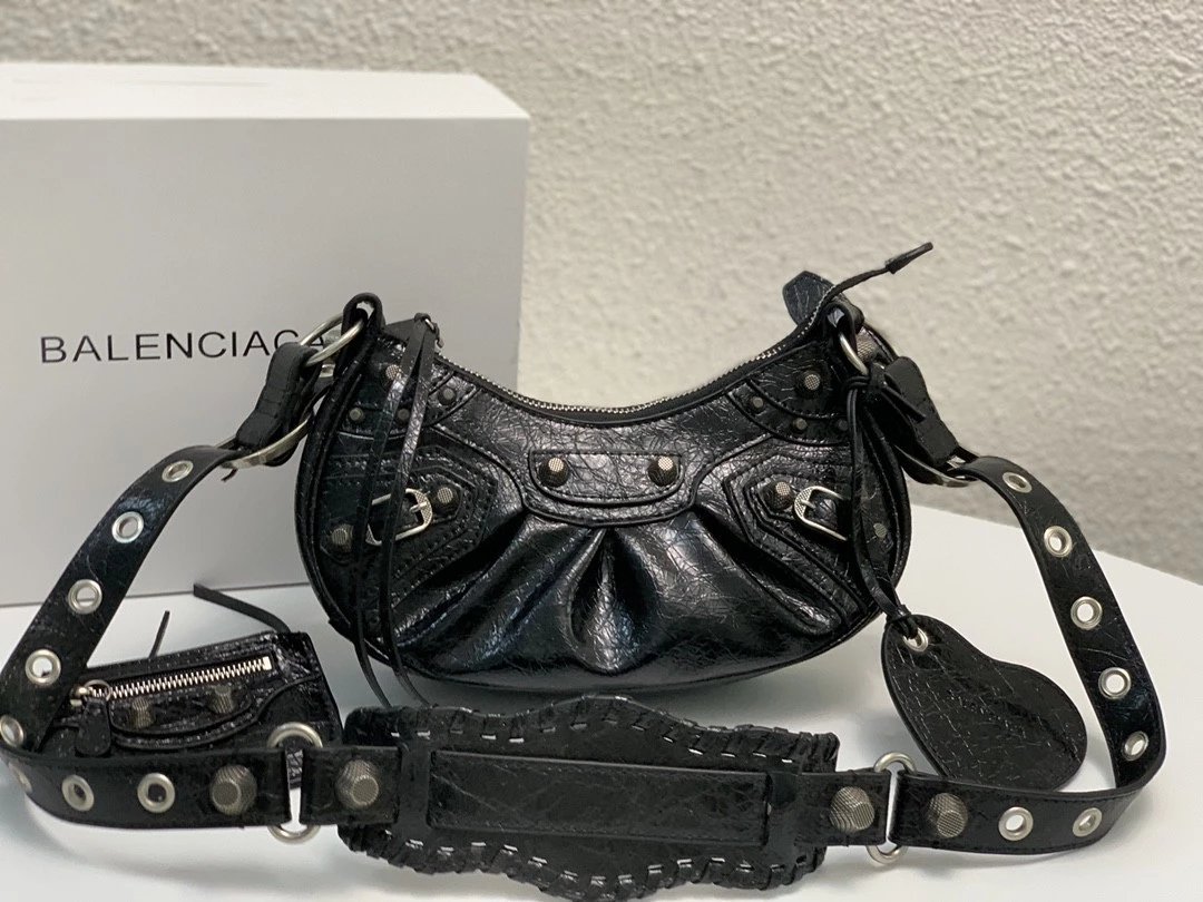 Balenciaga Le Cagole Waxed Leather Shoulder Bag