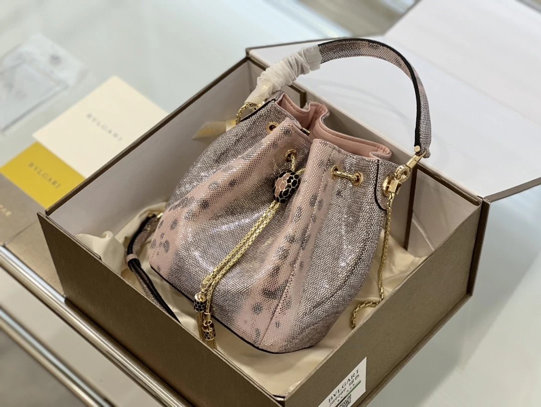 Bulgari Serpenti Leather Bucket Bag