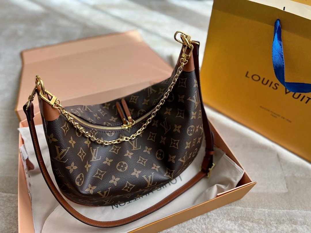 Vintage Monogram Crescent Shoulder Bag