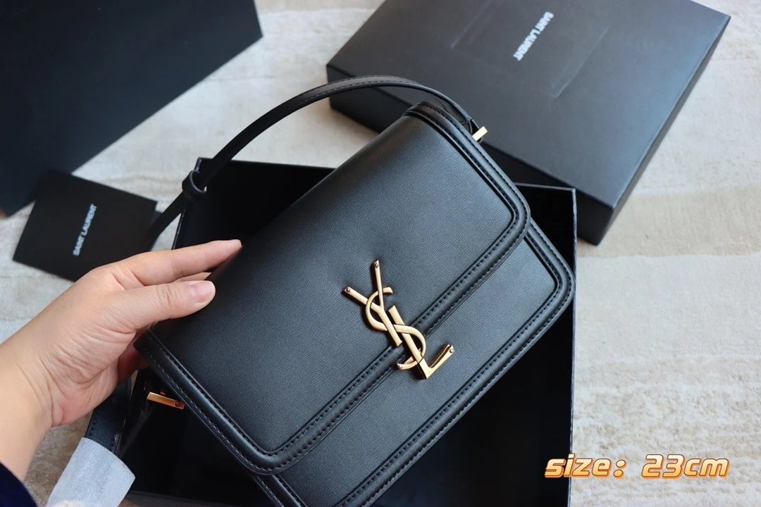 Saint Laurent Solferino Box Leather Shoulder Bag
