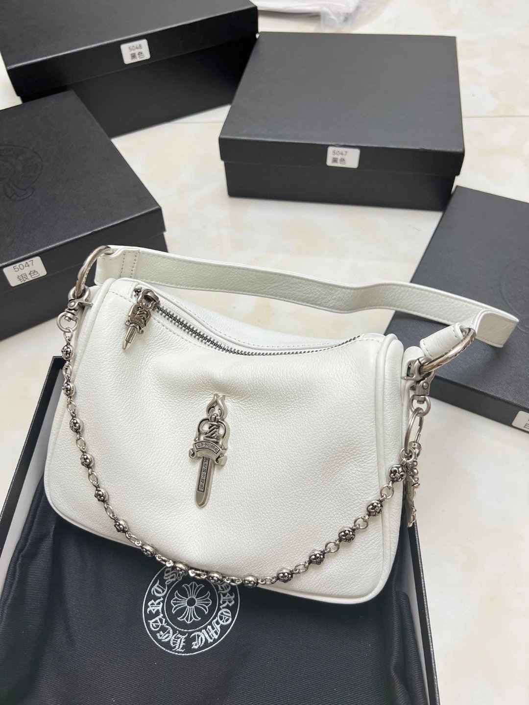 Chrome Hearts Cross Leather Shoulder Bag