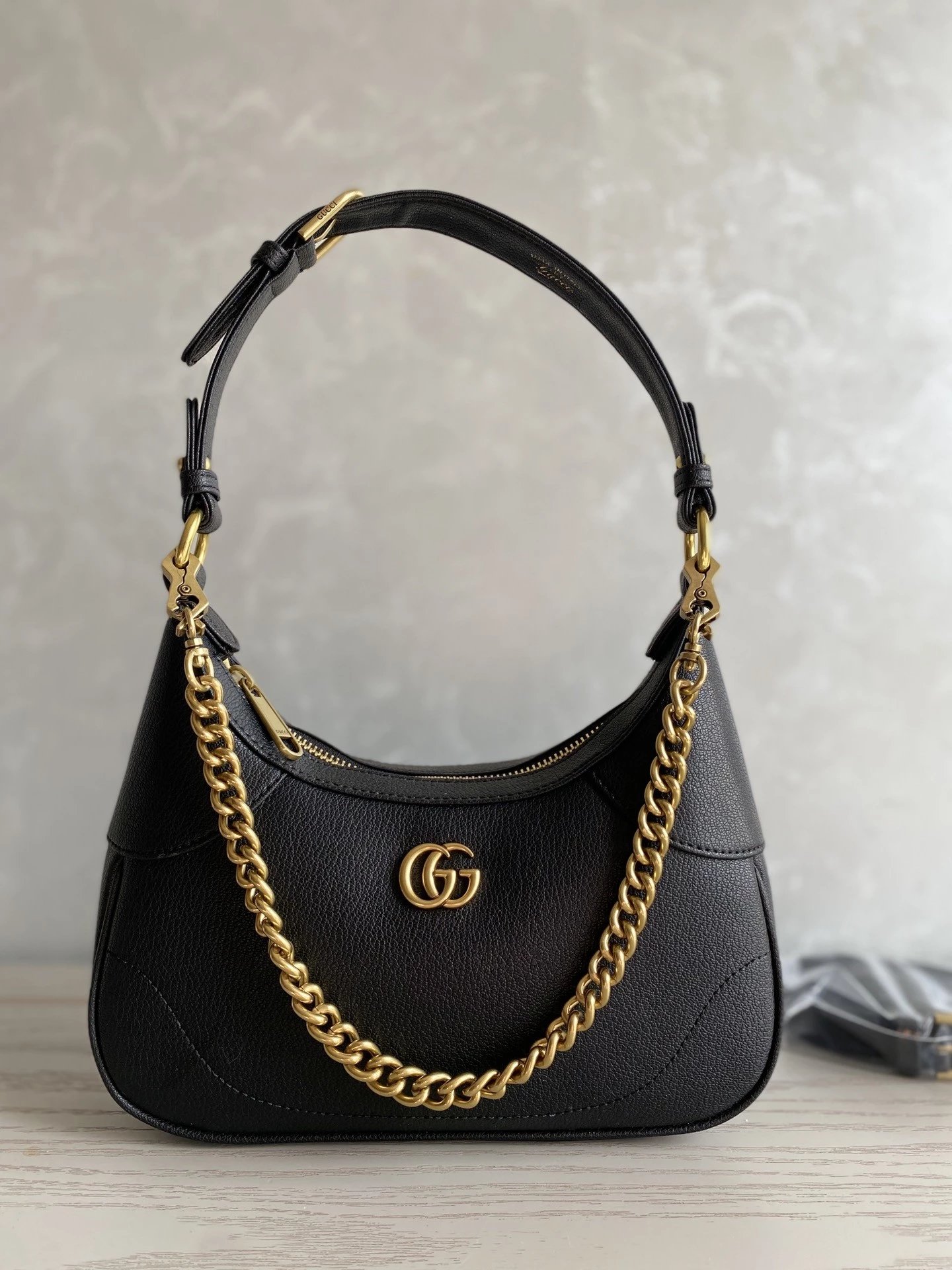 Gucci Leather Half Moon Chain Shoulder Bag