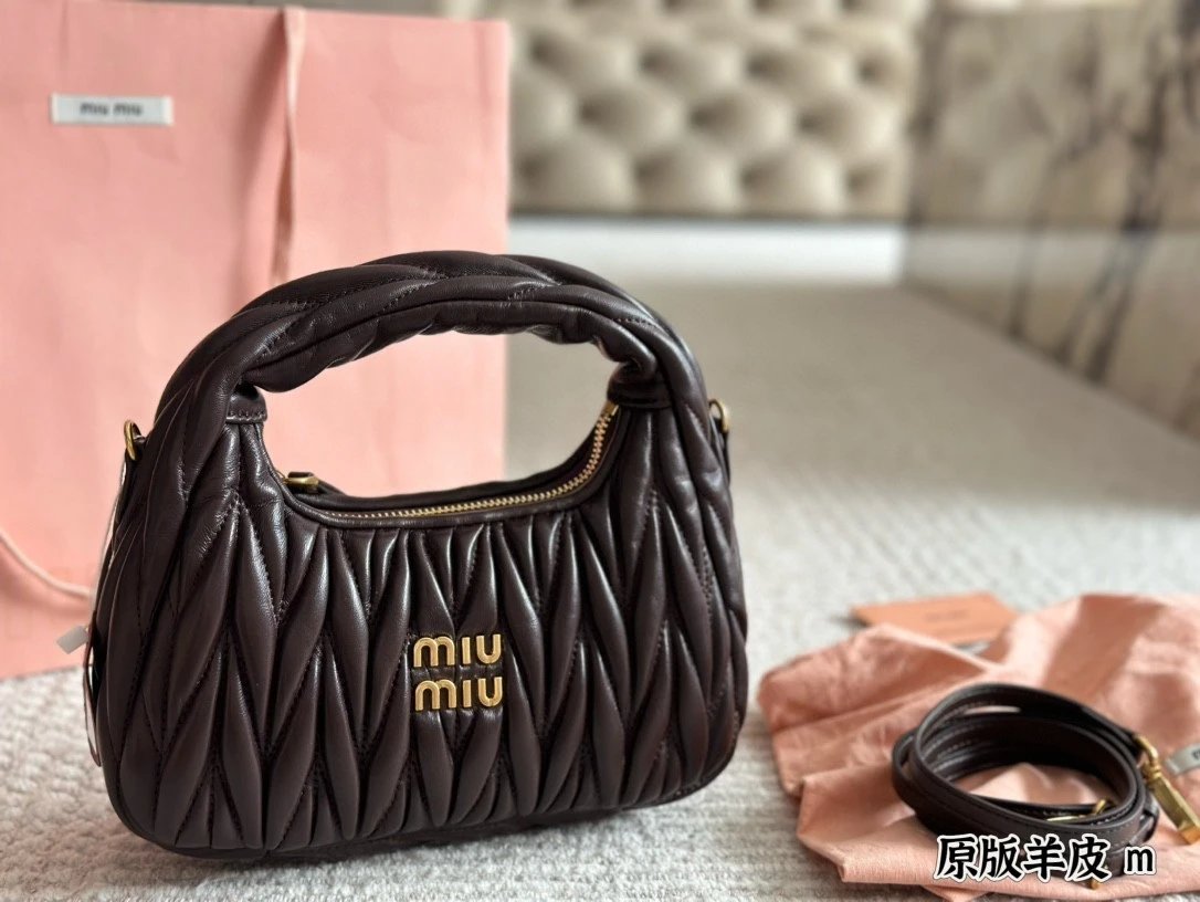 Ruched Lambskin Wristlet Bag