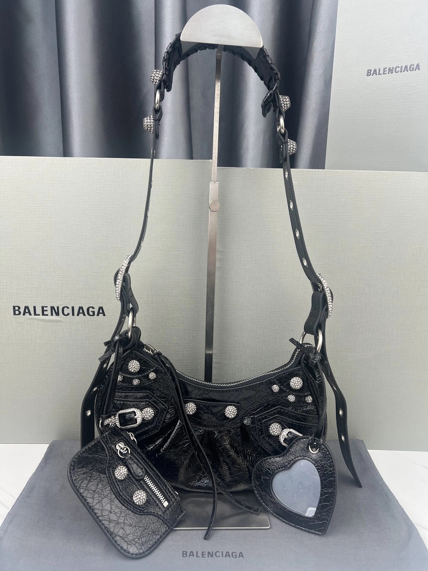 Balenciaga Le Cagole Rhinestone Shoulder Bag