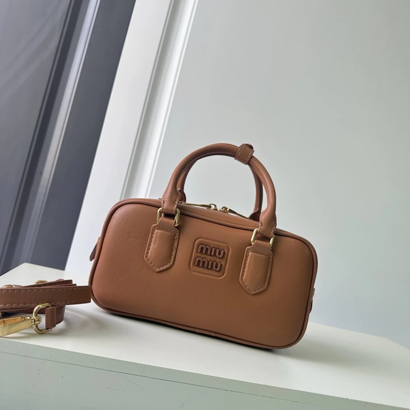 Small Leather Bowling Briefcase Bag