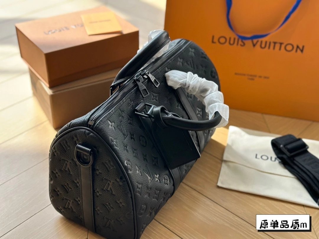 Louis Vuitton Keepall 35 Embossed Leather Duffle Bag