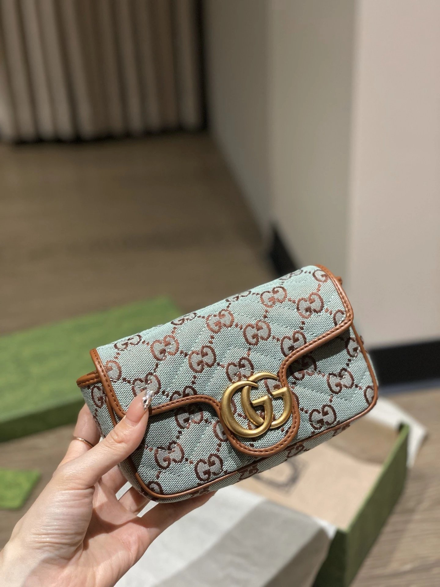 Gucci Mini GG Marmont Canvas Chain Bag