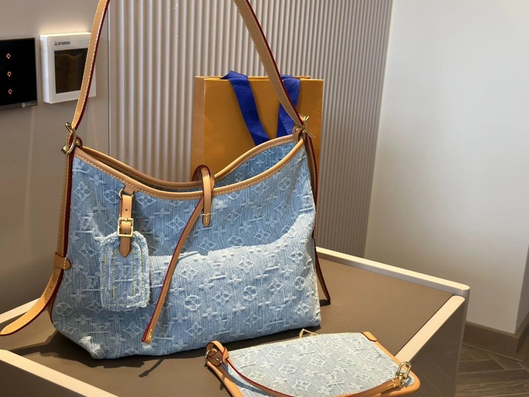 Louis Vuitton Denim CarryAll MM Shoulder Bag