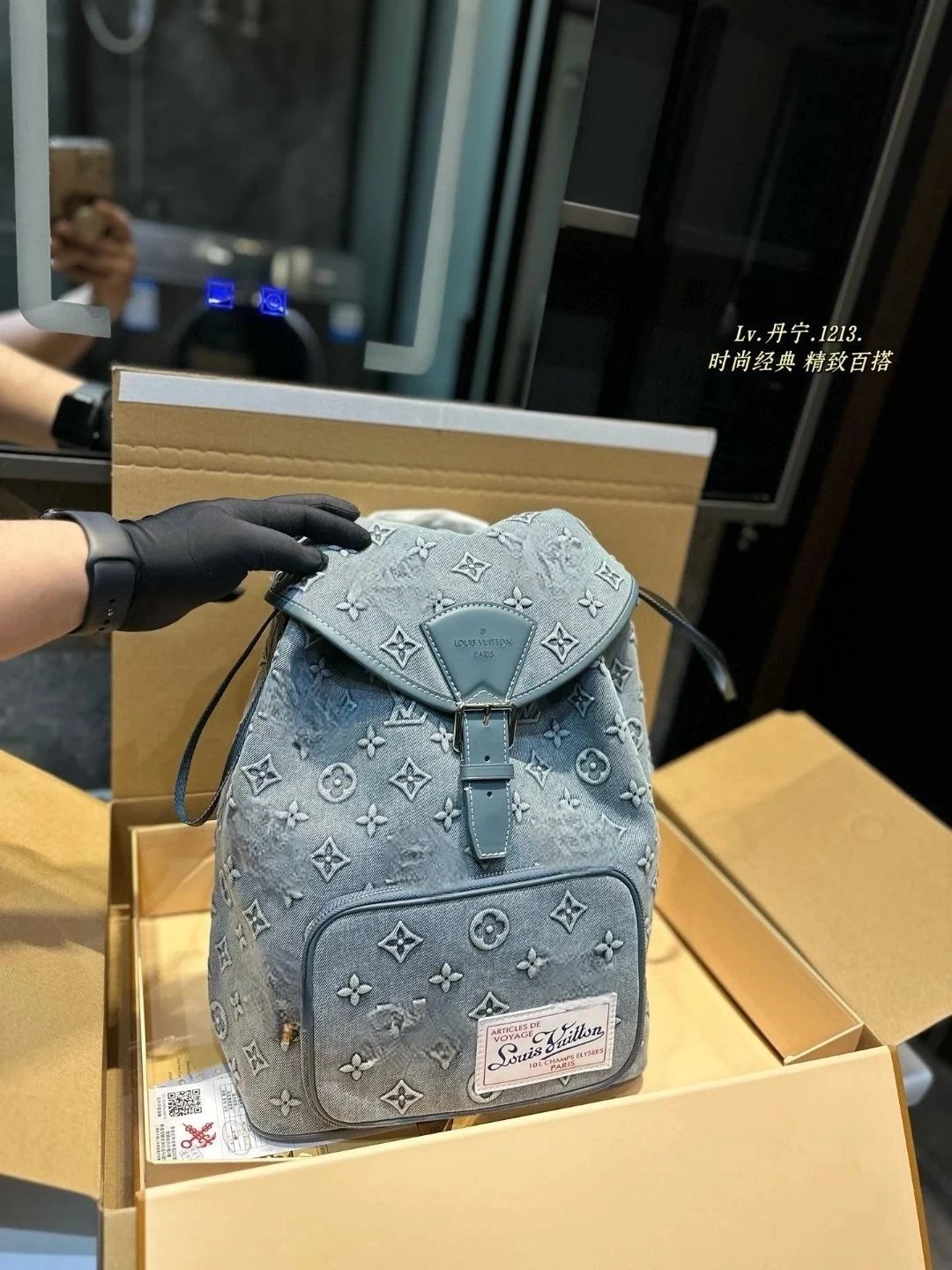 Louis Vuitton Apollo Denim Embossed Backpack