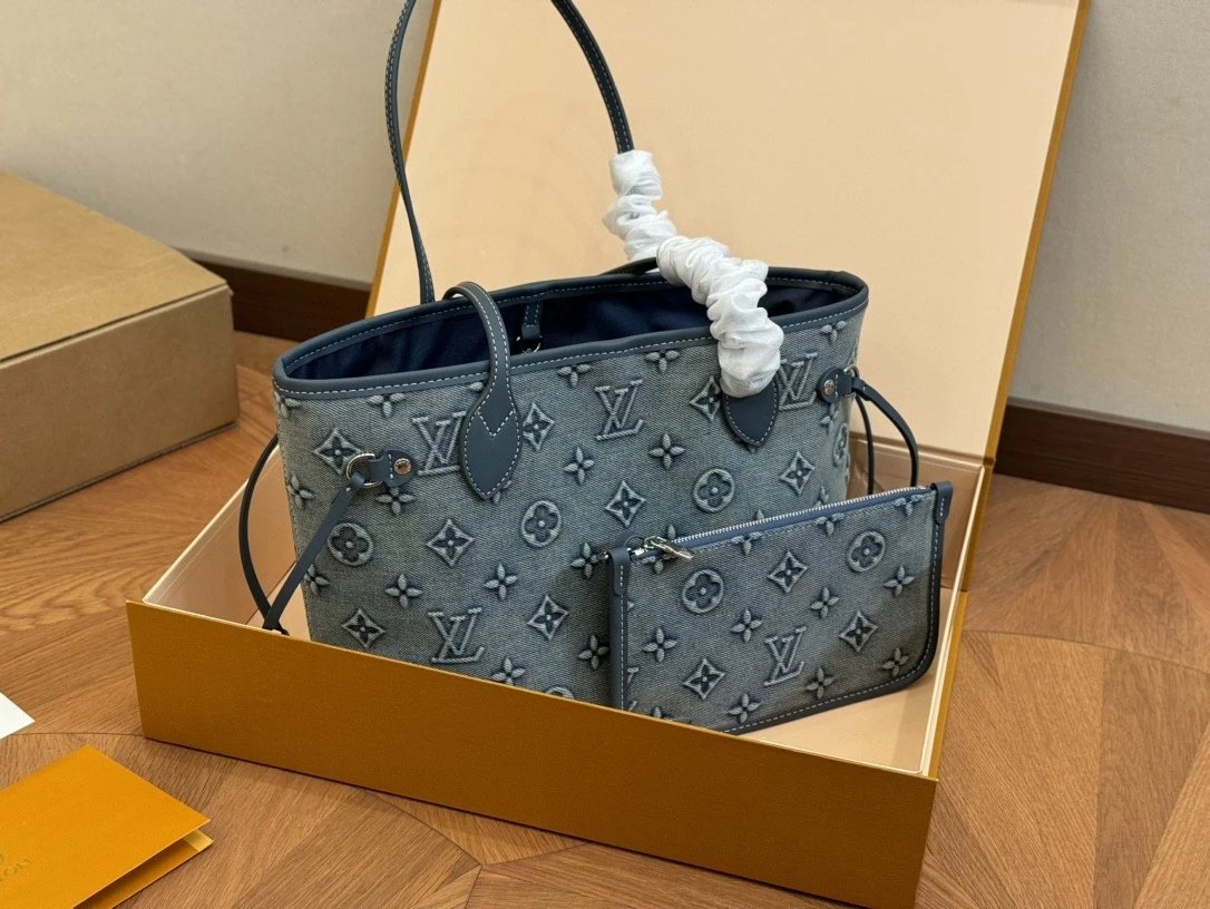 Louis Vuitton Denim Neverfull Tote Bag