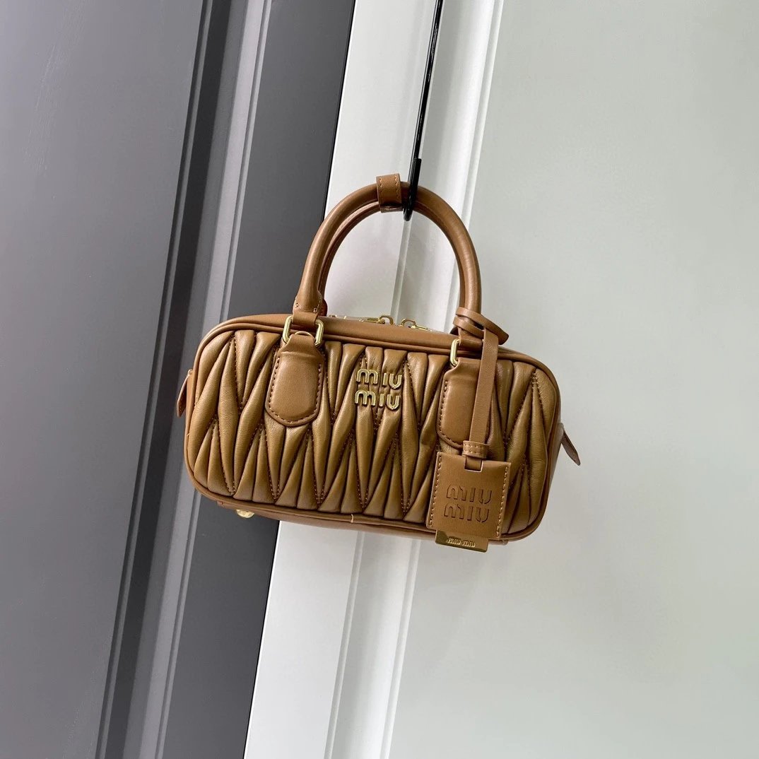Ruched Lambskin Bowling Pillow Bag