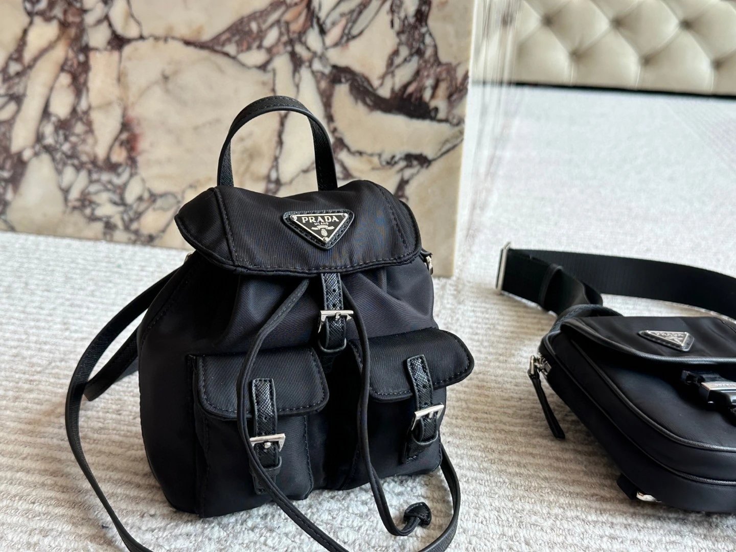 Prada Triangle Logo Nylon Backpack